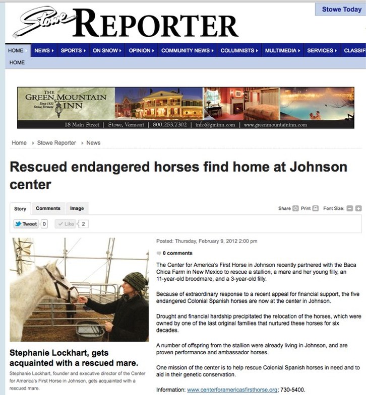 Stowe reporter article